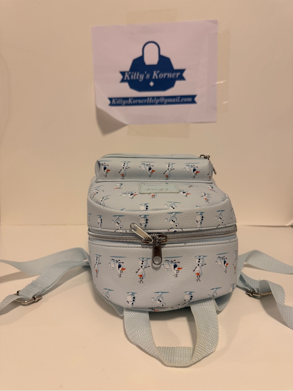 Disney Loungefly Frozen Olaf Backpack -Print in Light Blue - Picture 6 of 8